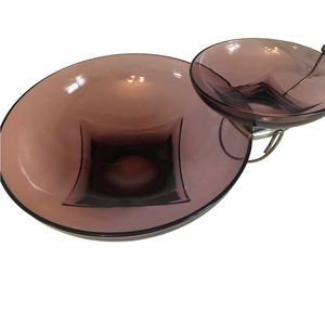 Vintage Hazel-Atlas Glassware. Chip & Dip. Round & Square Detail. Amethyst.